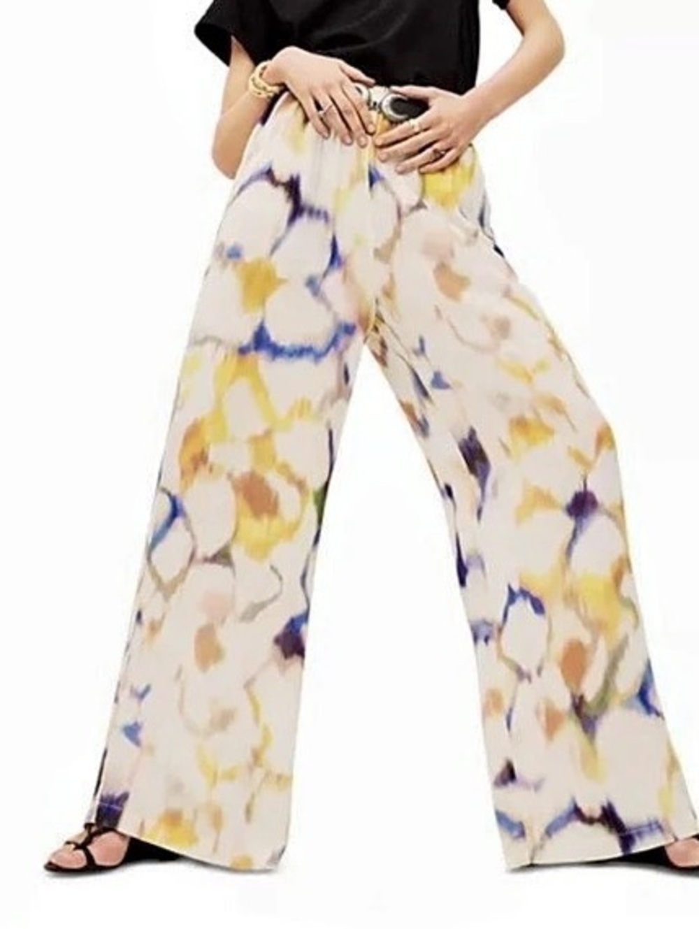 ba&sh Fipan Floral Print Pants in Cream & Purple